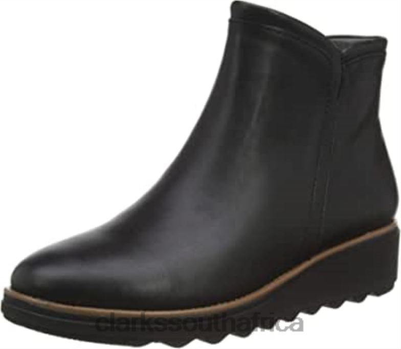 Women's Sharon Heights Ankle Boot Clarks Black Leather 840401365 Women Clarks Black Leather