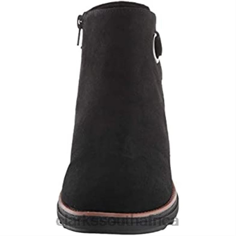 Women's Sharon Spring Ankle Boot Clarks Black Suede W Dark Tan Welt 840401911 Women Clarks Black Suede W Dark Tan Welt