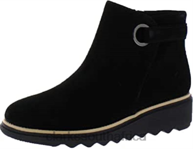 Black Suede Clarks Women's Sharon Spring Closed Toe Leather Fashion Boots 84040163 Women Clarks Black Suede
