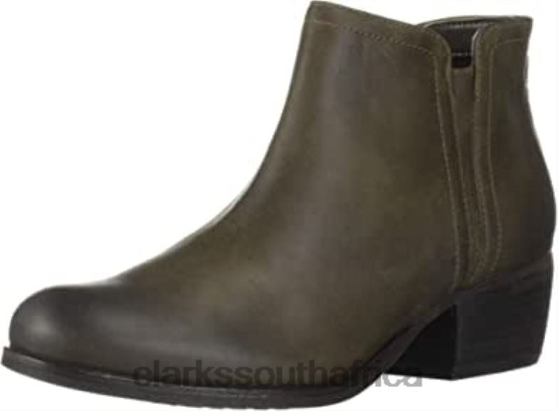 Clarks Olive Leather Women's Maypearl Ramie Fashion Boot 840402481 Women Clarks Olive Leather