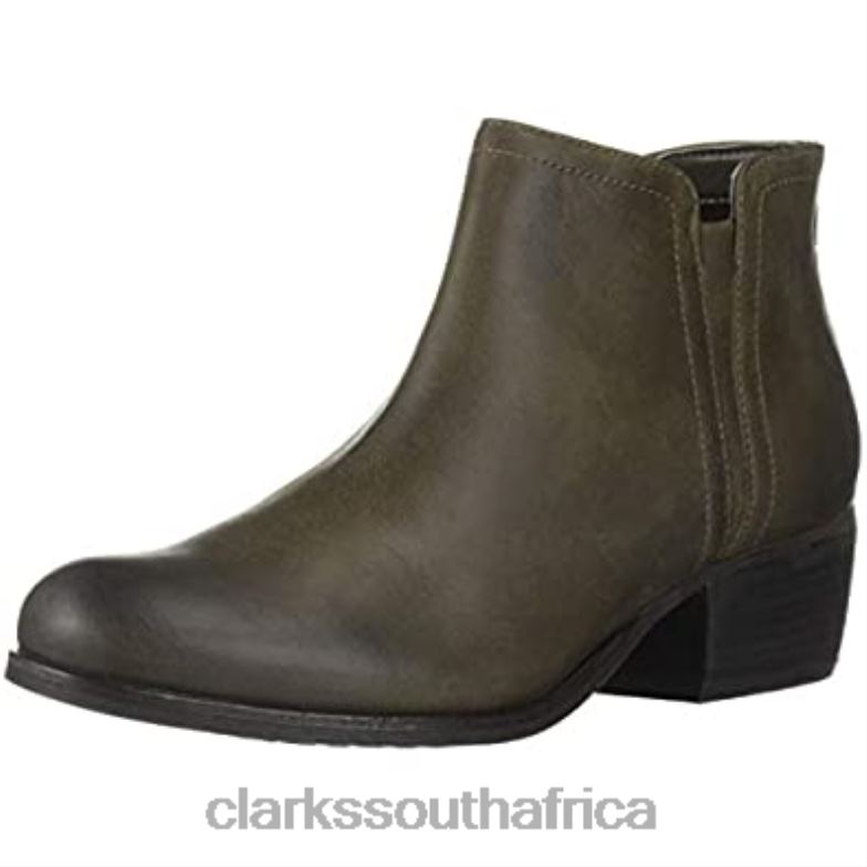 Clarks Olive Leather Women's Maypearl Ramie Fashion Boot 840402481 Women Clarks Olive Leather