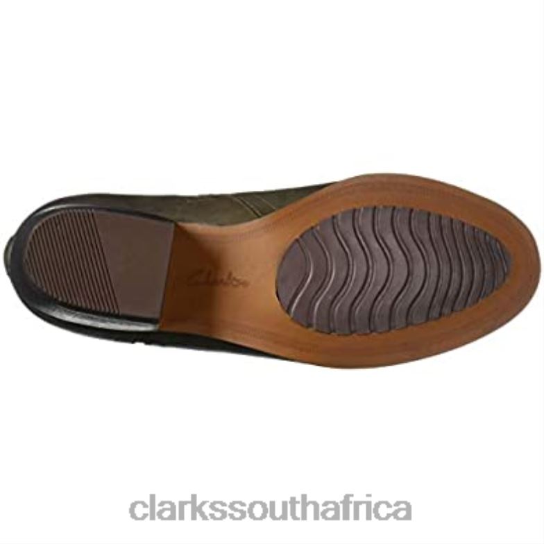 Clarks Olive Leather Women's Maypearl Ramie Fashion Boot 840402481 Women Clarks Olive Leather