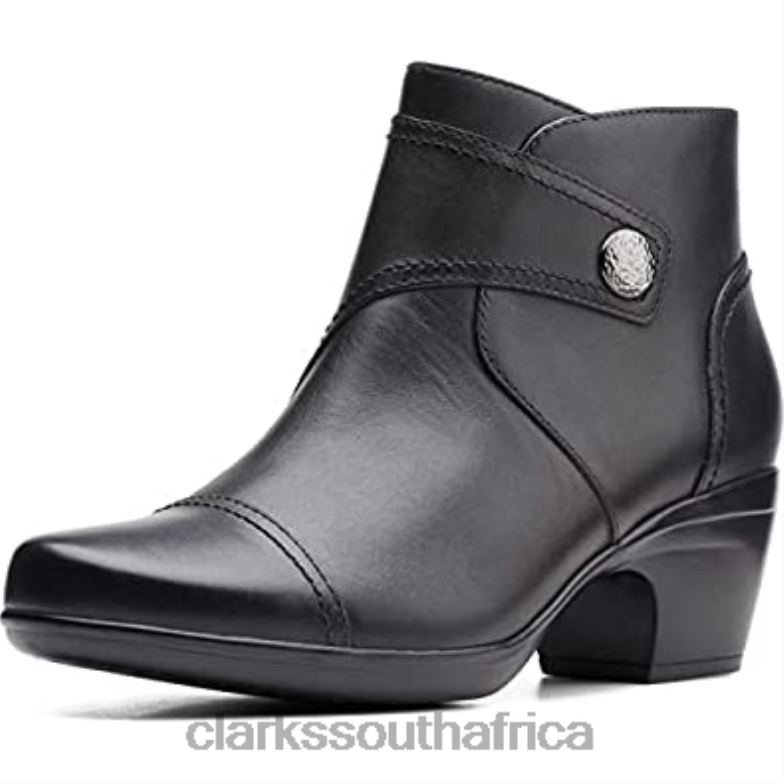 Women's Emily Calle Fashion Boot Black Leather Clarks 840401854 Women Clarks Black Leather