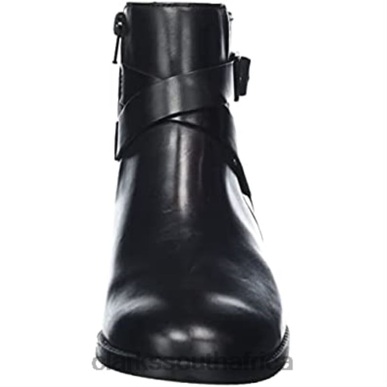 Women's Hamble Buckle Fashion Boot Clarks Black Leather 840402037 Women Clarks Black Leather