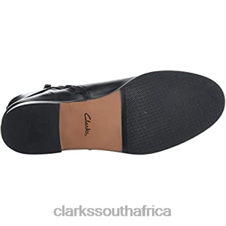 Women's Hamble Buckle Fashion Boot Clarks Black Leather 840402037 Women Clarks Black Leather