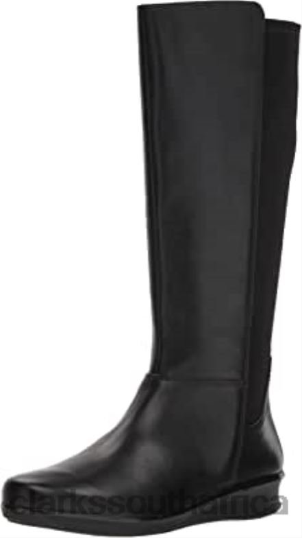 Women's Hope Play Fashion Boot Black Leather Textile Clarks 84040726 Women Clarks Black Leather Textile