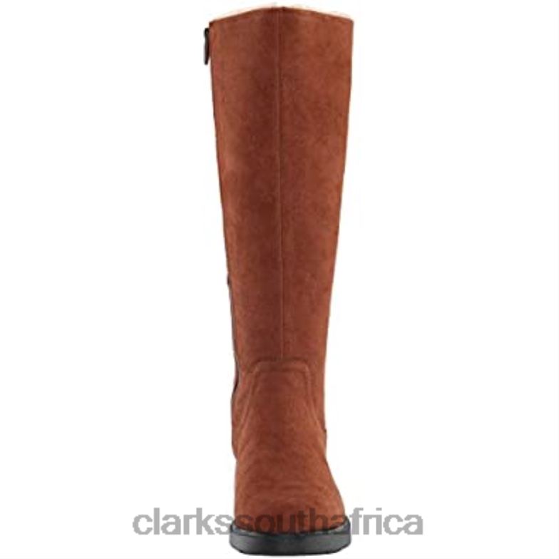 Women's Un Elda Hi Fashion Boot Dark Tan Suede Clarks 840402478 Women Clarks Dark Tan Suede