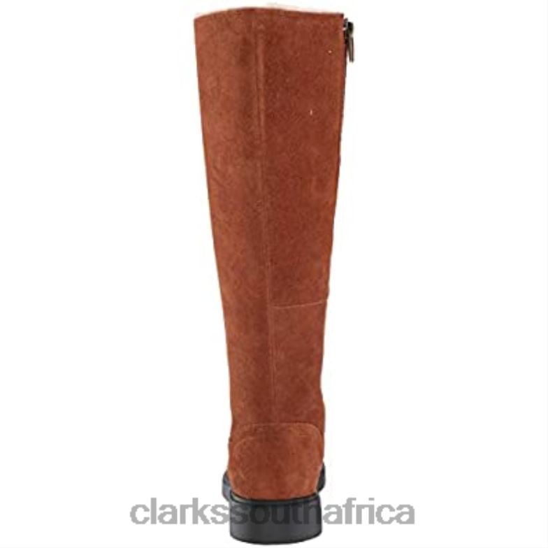 Women's Un Elda Hi Fashion Boot Dark Tan Suede Clarks 840402478 Women Clarks Dark Tan Suede