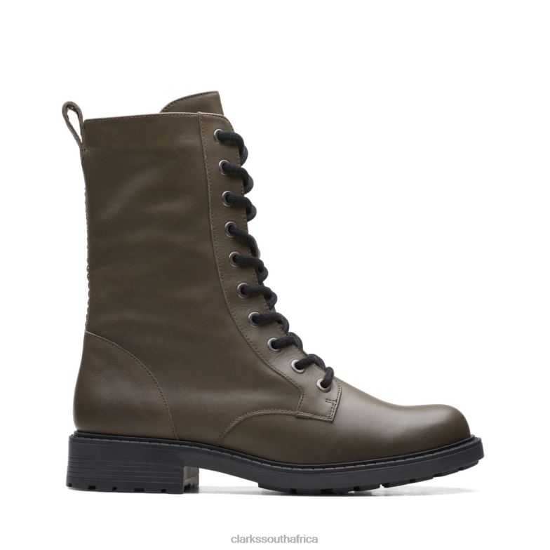 Clarks Dark Olive Leather Orinoco 2 Style Dark Olive Leather 840405257 Women Clarks Dark Olive Leather
