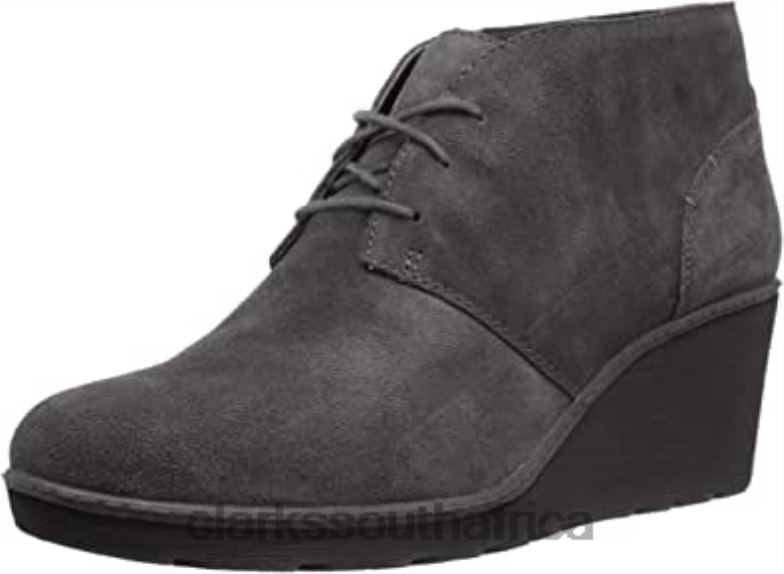 Clarks Grey Suede Women's Hazen Charm Combat Boots 840401561 Women Clarks Grey Suede