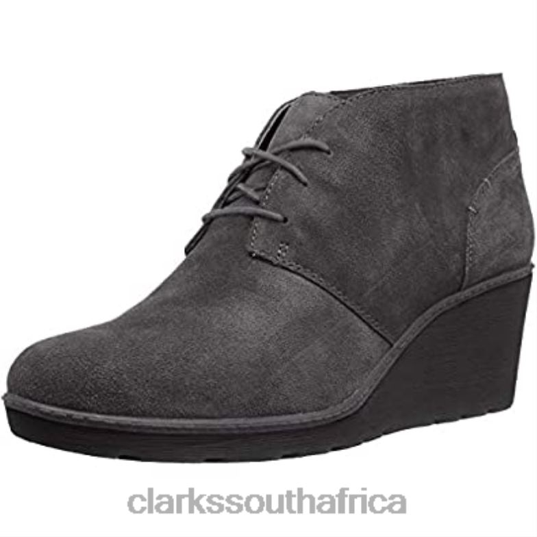 Clarks Grey Suede Women's Hazen Charm Combat Boots 840401561 Women Clarks Grey Suede