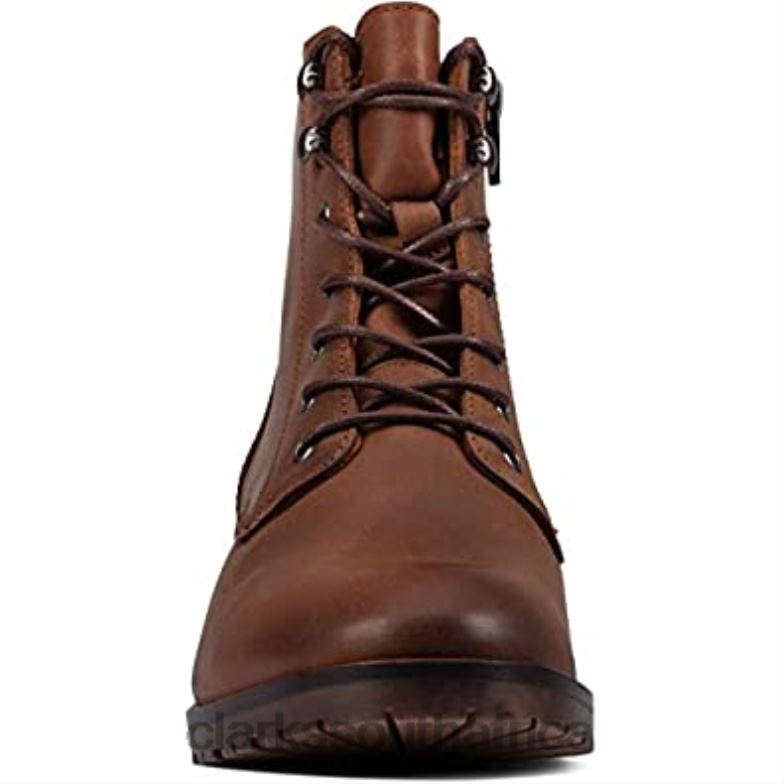 Women's Mila Lace Boots Clarks Dark Tan Leather 840401237 Women Clarks Dark Tan Leather