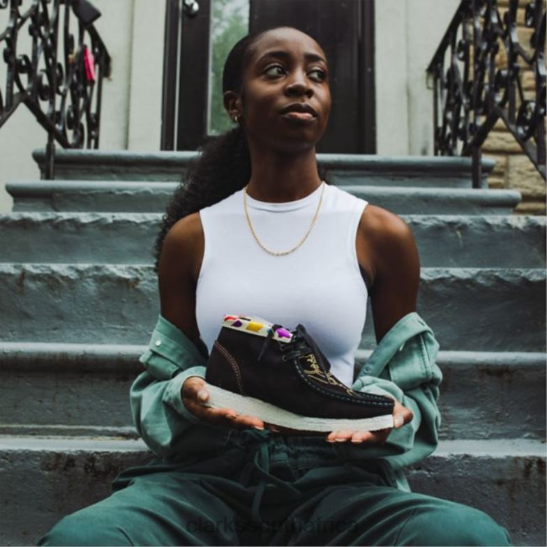 Wallabee Boot Black Embroidery Clarks 840406071 Women Clarks Black Embroidery