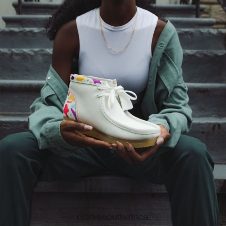 White Combi Wallabee Boot White Combi Clarks 840405340 Women Clarks White Combi