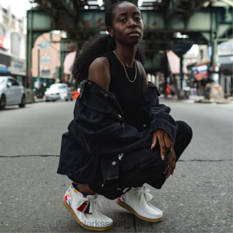 White Combi Wallabee Boot White Combi Clarks 840405340 Women Clarks White Combi