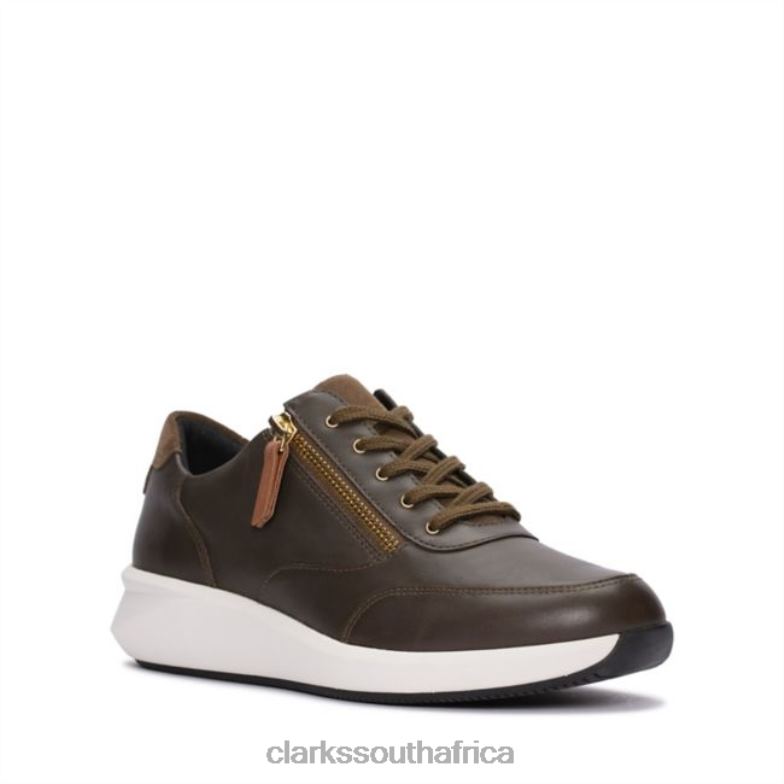 Clarks Un Rio Zip Dark Olive Leather Dark Olive Leather 840406090 Women Clarks Dark Olive Leather