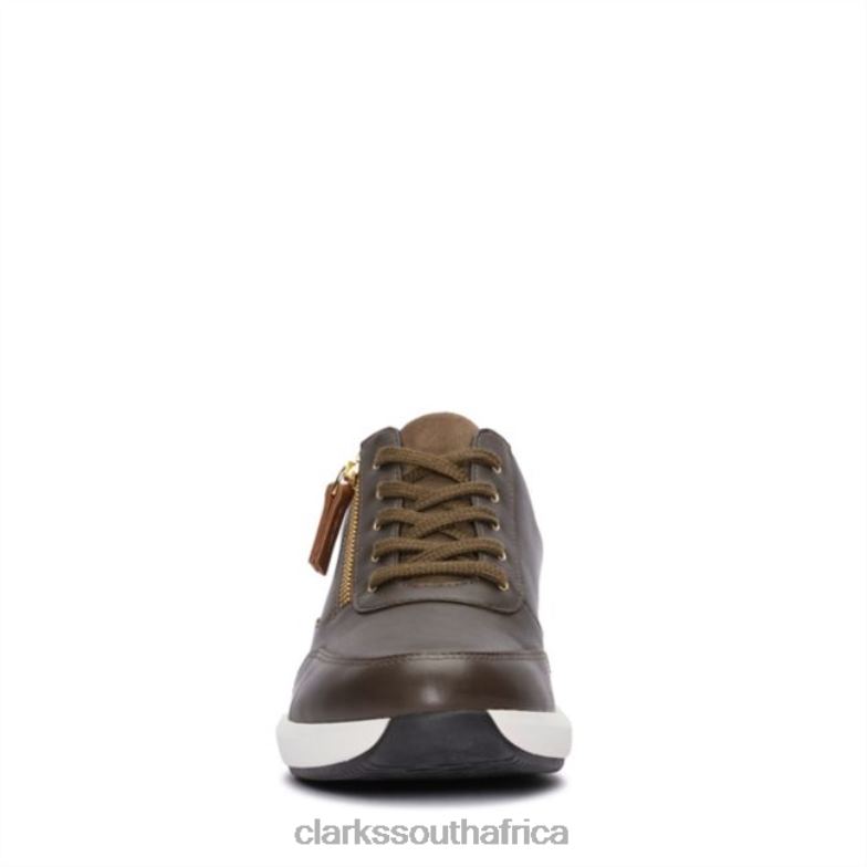 Clarks Un Rio Zip Dark Olive Leather Dark Olive Leather 840406090 Women Clarks Dark Olive Leather