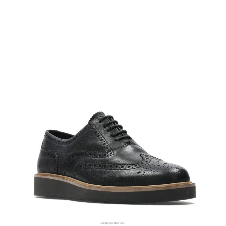 Clarks Baille Brogue Black Leather 840403370 Women Clarks Black Leather