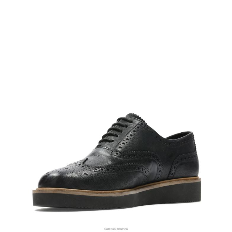 Clarks Baille Brogue Black Leather 840403370 Women Clarks Black Leather