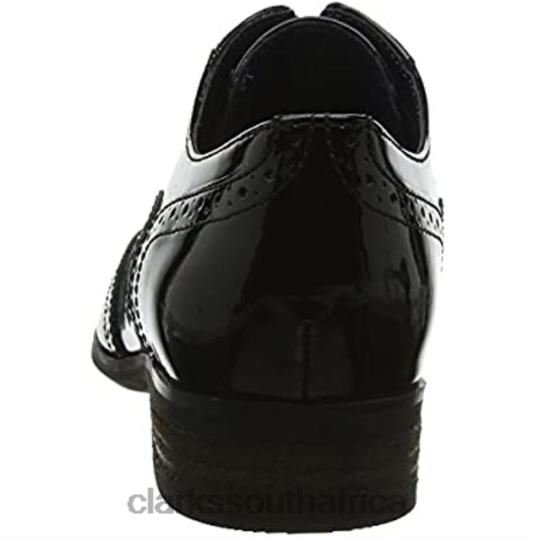 Clarks Black Patent Women's Hamble Oak Brogues 84040625 Women Clarks Black Patent
