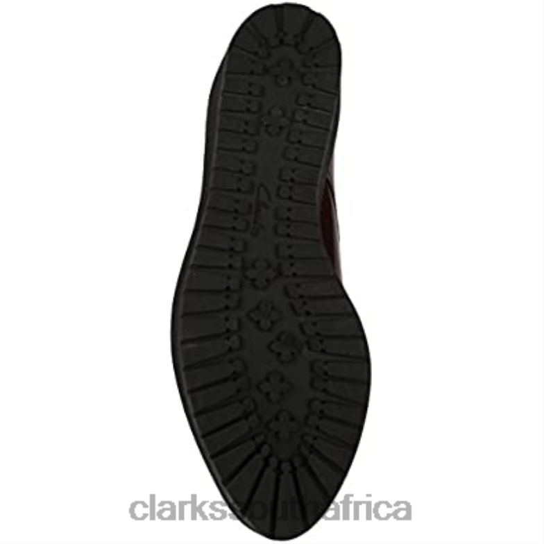 Clarks Red Burgundy Leather Game Oval Women's Brogue 840402609 Women Clarks Red Burgundy Leather