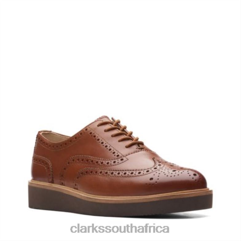 Glickly Brogue Clarks Dark Tan Leather 840403973 Women Clarks Dark Tan Leather
