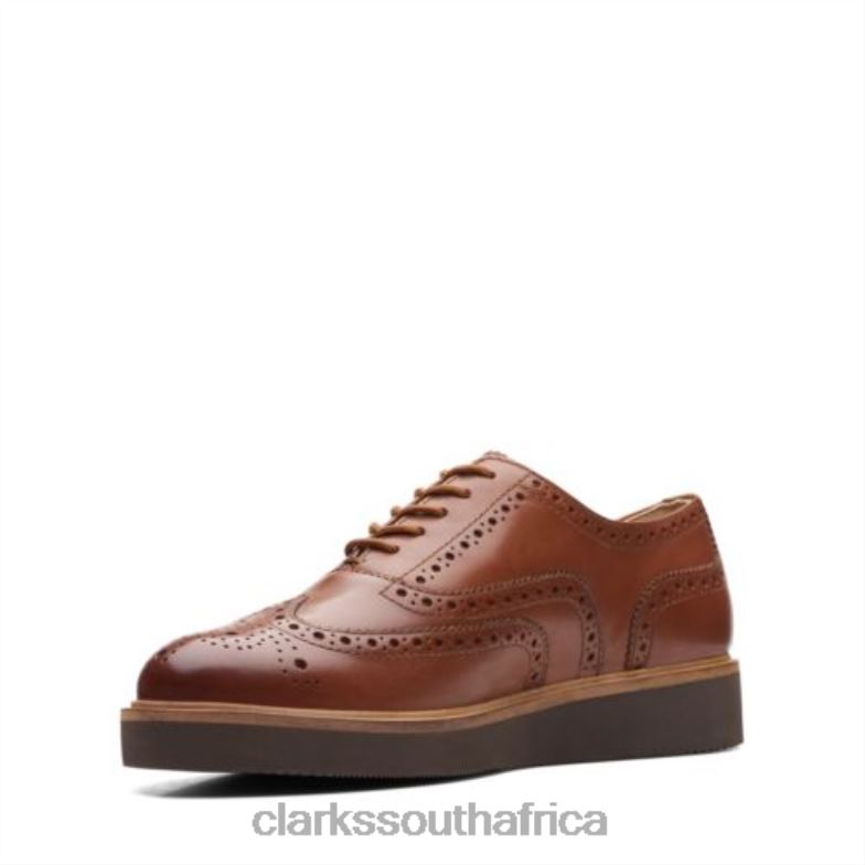 Glickly Brogue Clarks Dark Tan Leather 840403973 Women Clarks Dark Tan Leather