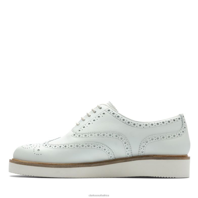 White Leather Baille Brogue Clarks 840403388 Women Clarks White Leather