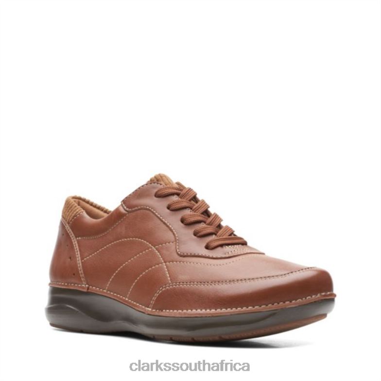 Clarks Appley Tie Dark Tan Leather Dark Tan Leather 840406490 Women Clarks Dark Tan Leather