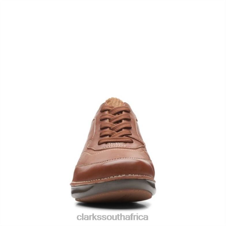 Clarks Appley Tie Dark Tan Leather Dark Tan Leather 840406490 Women Clarks Dark Tan Leather