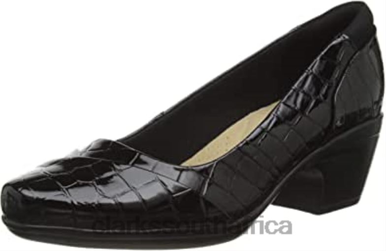 Clarks Black Croc Women's Emily Alexa Uniform Dress Shoe 840402129 Women Clarks Black Croc