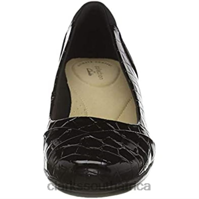 Clarks Black Croc Women's Emily Alexa Uniform Dress Shoe 840402129 Women Clarks Black Croc