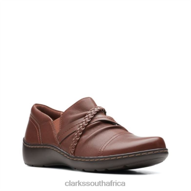 Cora Braidshoe Dark Tan Leather Clarks Dark Tan Leather 840406287 Women Clarks Dark Tan Leather