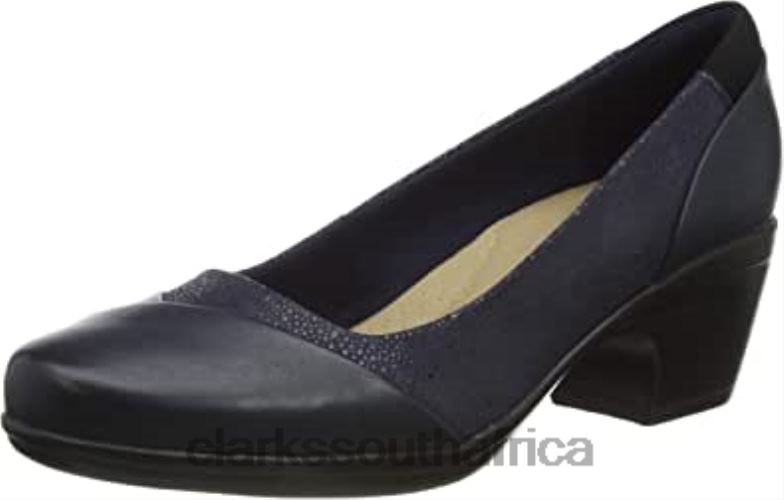 Women's Emily Alexa Uniform Dress Shoe Navy Combi Clarks 84040518 Women Clarks