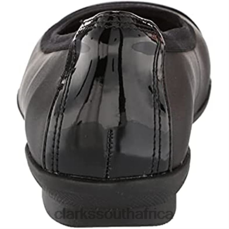 Black Combi Clarks Women's Sara Orchid Ballet Flat 8404067 Women Clarks Black Leather Combi