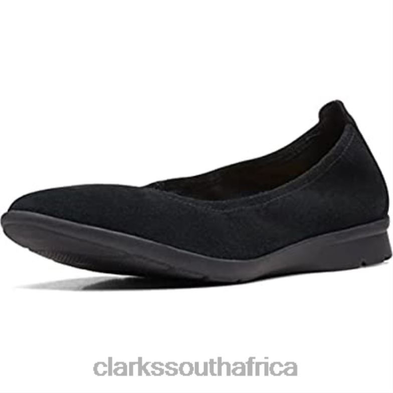 Black Suede Clarks Women's Jenette Ease Ballet Flat 8404011 Women Clarks