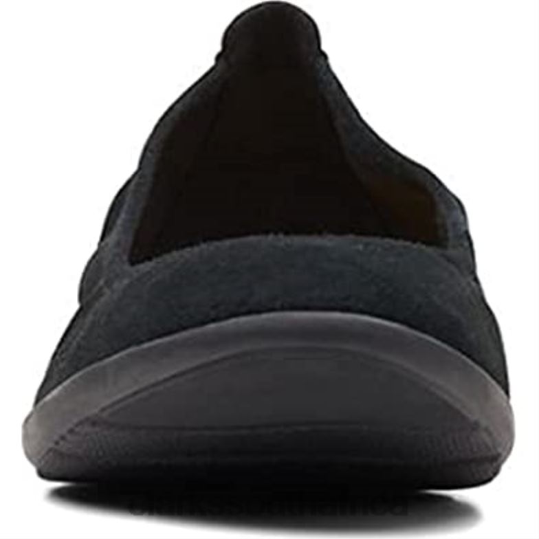 Black Suede Clarks Women's Jenette Ease Ballet Flat 8404011 Women Clarks