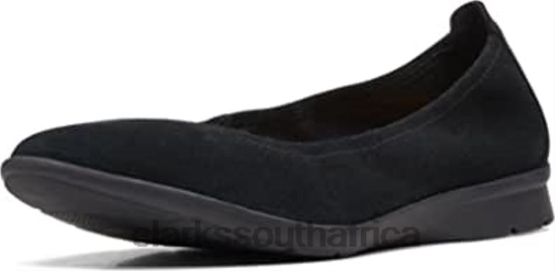 Clarks Black Suede Women's Jenette Ease Ballet Flat 840409 Women Clarks
