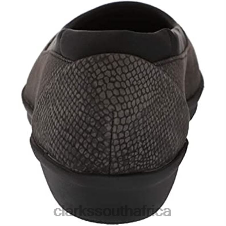 Clarks Women's Low Ballet Flat Black Snake Print Synthetic 84040578 Women Clarks