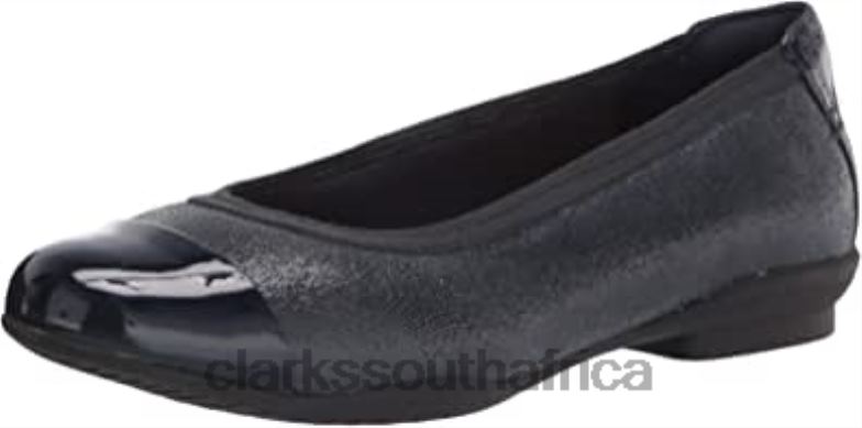 Navy Leather Combi Clarks Women's Sara Orchid Ballet Flat 84040283 Women Clarks