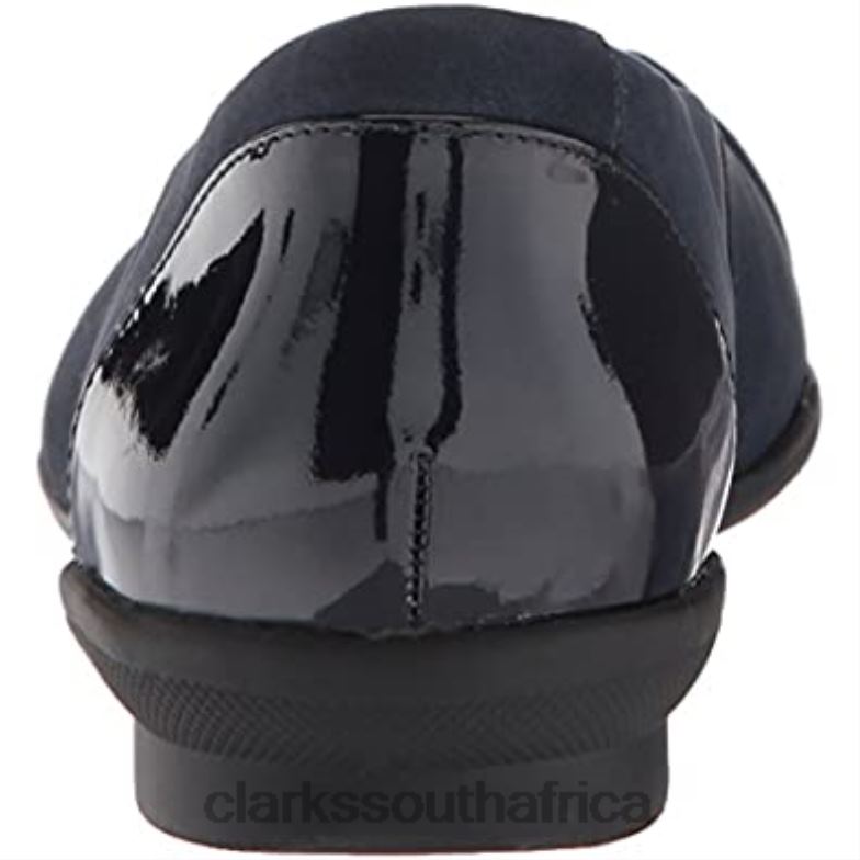 Navy New Black Nvy Patent Lthr Combi Clarks Women's Neenah Vine Ballet Flat 840401091 Women Clarks Navy New Black Nvy Patent Lthr Combi