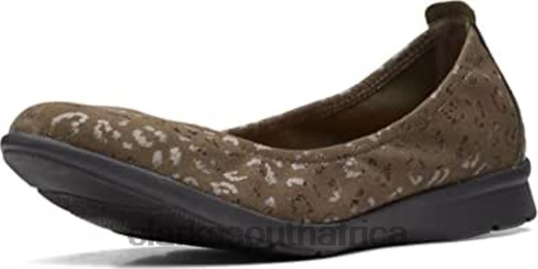 Olive Fabric Women's Jenette Ease Ballet Flat Clarks 84040252 Women Clarks