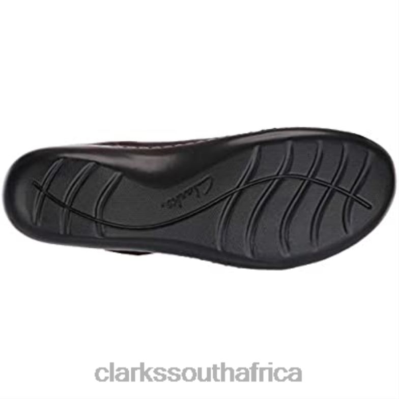 Women's Ashland Bliss Mary Jane Flat Clarks Burgundy Leather 840401589 Women Clarks Burgundy Leather