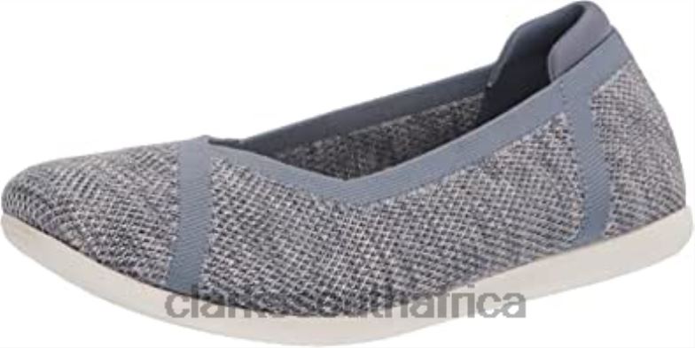 Women's Carly Wish Ballet Flat Clarks Blue Grey 840402503 Women Clarks Blue Grey