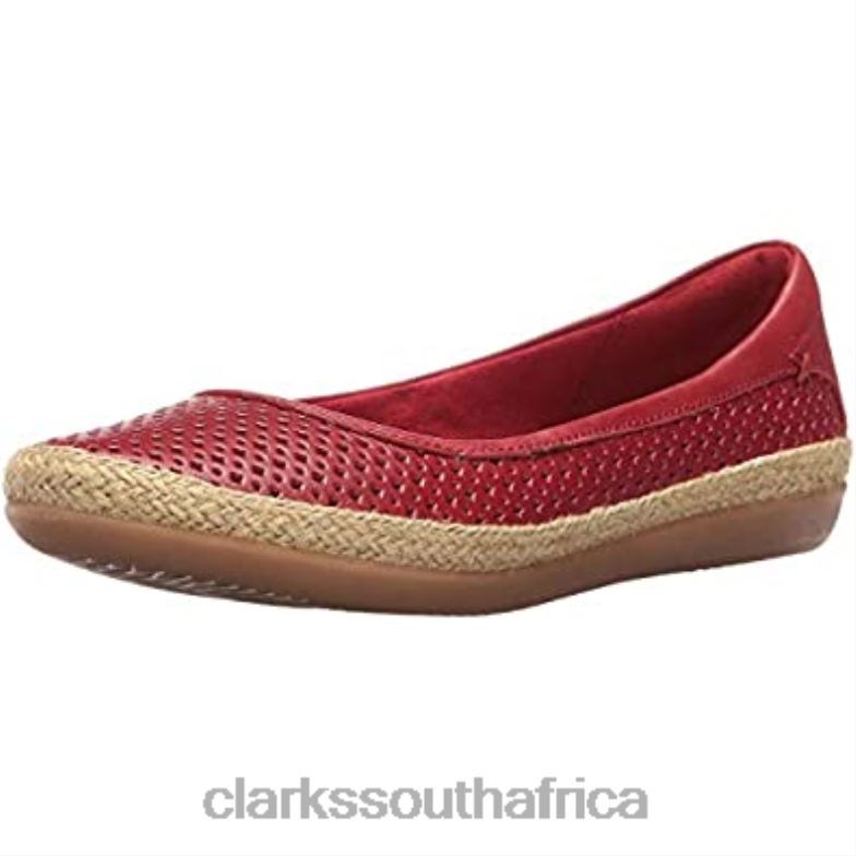 Women's Danelly Adiradanelly Adira Ballet Flat Clarks Red Leather 84040695 Women Clarks Red Leather