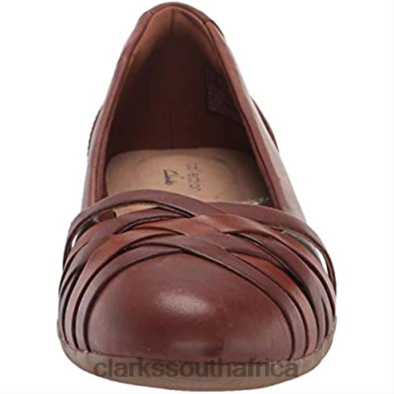 Women's Sara Clover Ballet Flat Clarks Mahoga Ny Leather Combi 840401887 Women Clarks