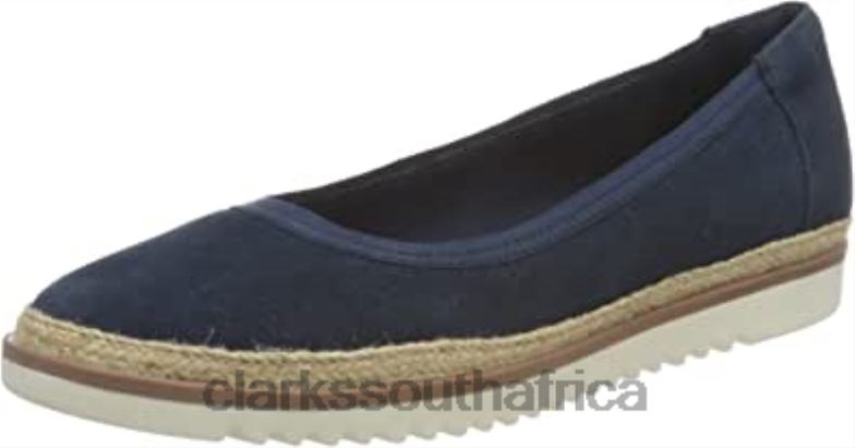 Women's Serena Kellyn Ballet Flat Navy Suede Clarks 84040278 Women Clarks Navy Suede