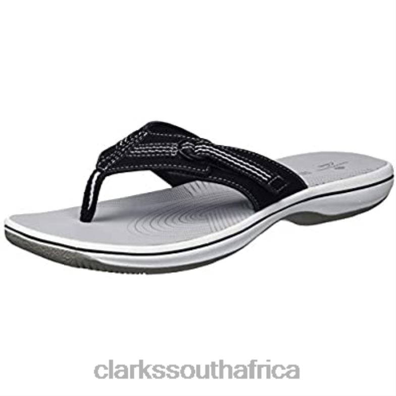 Black Synthetic Clarks Women's Brinkley Sun Flip-Flop 840402848 Women Clarks Black Synthetic