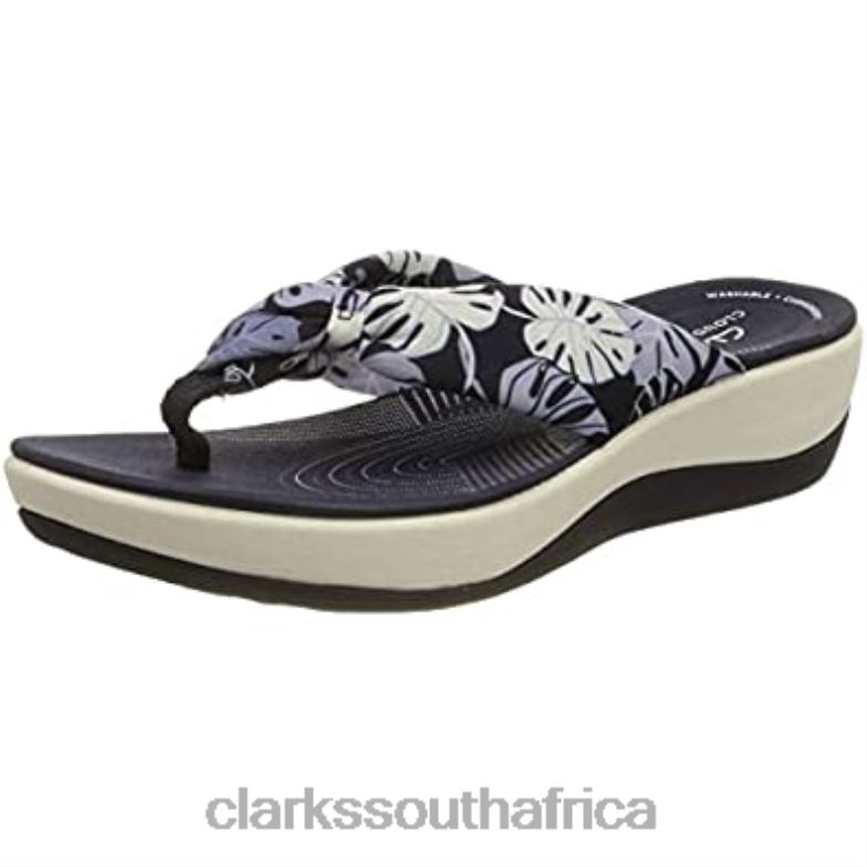 Women's Arla Glison Flip-Flop Clarks Blue Floral Syn 84040679 Women Clarks Blue Floral Syn
