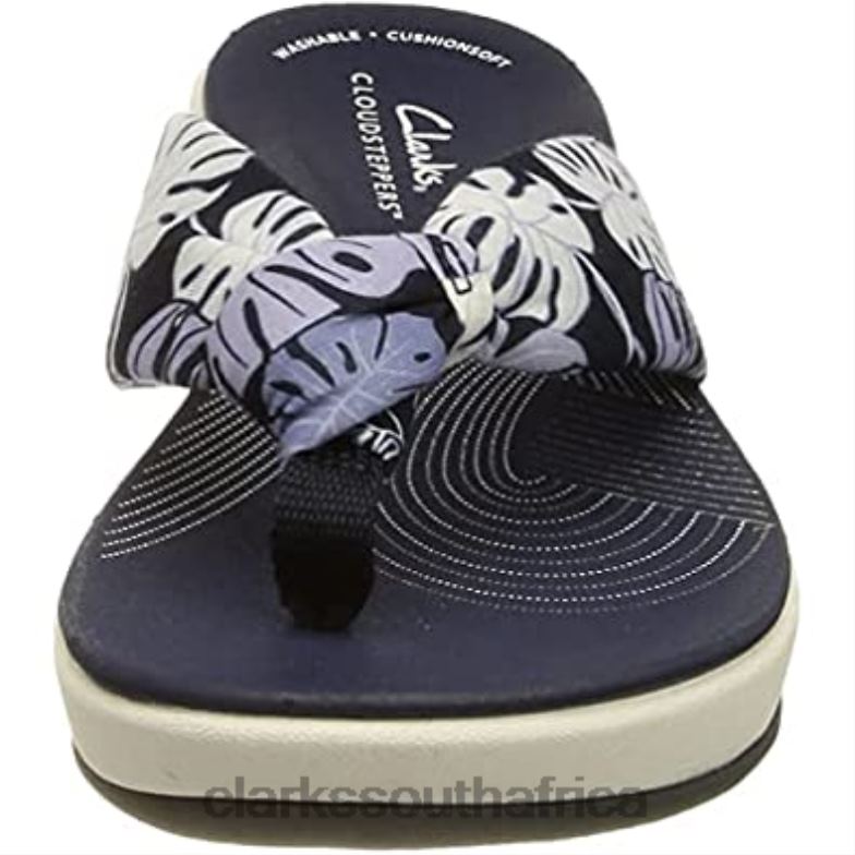 Women's Arla Glison Flip-Flop Clarks Blue Floral Syn 84040679 Women Clarks Blue Floral Syn